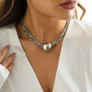 Silver Ball Multi Chain Choker